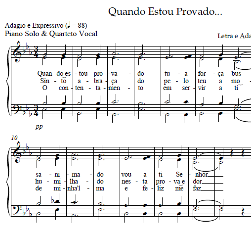 Partitura hino Quando Estou Provado