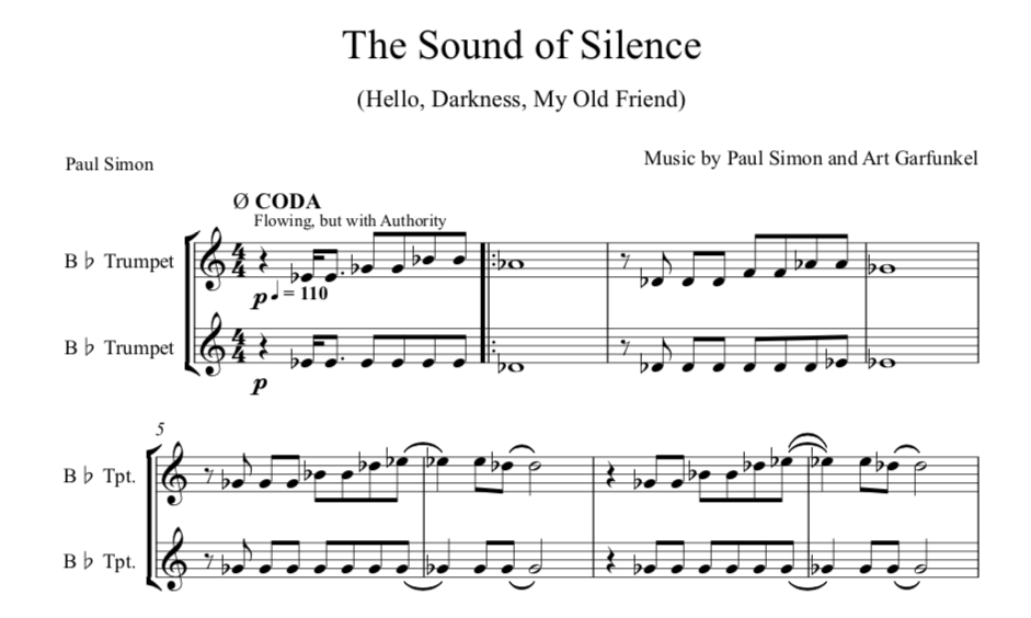 Partitura música - The sound of silence.