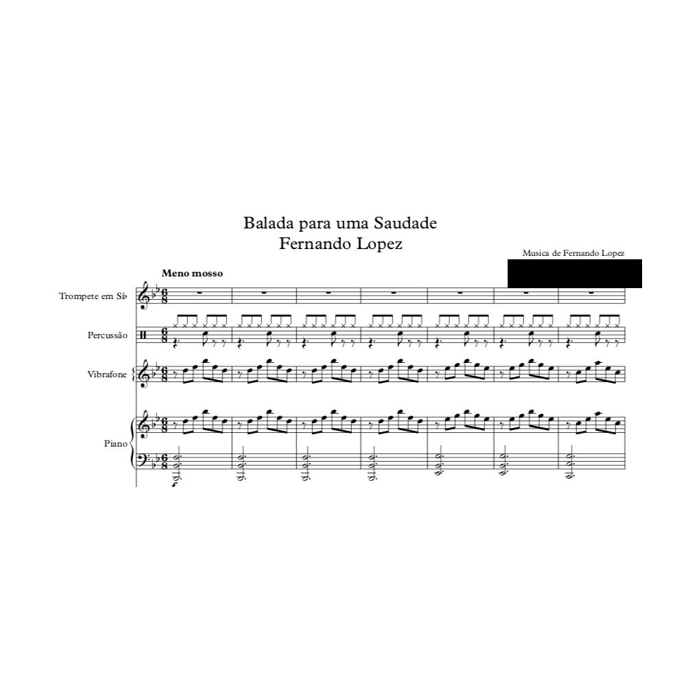 Partitura com arranjo - Balada para uma saudade